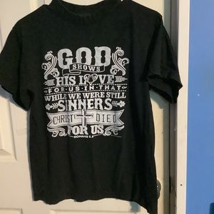 C+ Premium Activewear Super Heavy “GOD SHOWS HIS LOVE…black T-shirt Size M